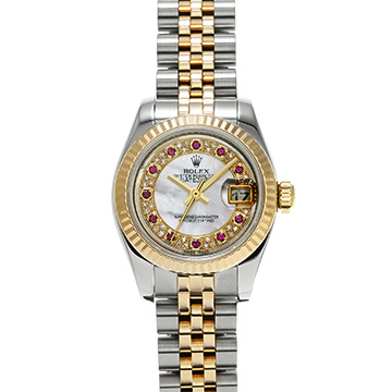 ロレックス デイトジャスト 179173NMR ホワイトシェル/ルビー/ダイヤモンド レディース 時計 【中古】【wristwatch】