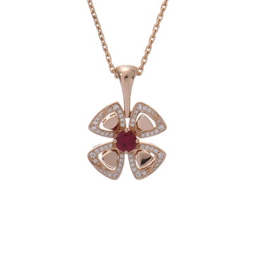 ブルガリ フィオレヴァー ネックレス ゴールド 356224 K18ピンクゴールド PG レディース ジュエリー 【中古】【jewelry】