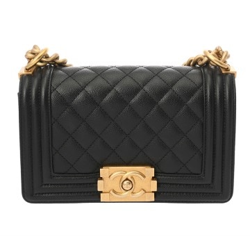 シャネル ボーイシャネル スモールハンドバッグ 20cm ブラック A67085 グレインドカーフスキン レディース バッグ 【中古】【bag】