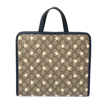 グッチ チルドレンズ ベージュ/エボニー/ネイビー 605614 527066 レザー/GGスプリームキャンバス レディース バッグ 【中古】【bag】