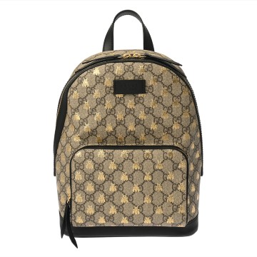 グッチ スモール バックパック Bee ベージュ/エボニー/ブラック 427042 213048 GGスプリームキャンバス/レザー ユニセックス バッグ 【中古】【bag】