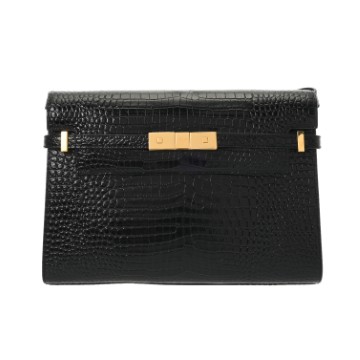 サンローラン マンハッタン ブラック GAB579271･0621 クロコダイルエンボスシャイニーレザー レディース バッグ 【中古】【bag】