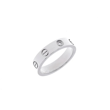 カルティエ ミニラブリング 1Pダイヤ #48 シルバー K18ホワイトゴールド WG レディース ジュエリー 【中古】【jewelry】