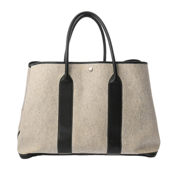 エルメス ガーデンパーティ GM エクリュ/ブラック トワルアッシュ/ブッフル レディース バッグ 【中古】【bag】