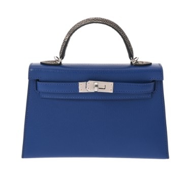 エルメス ミニケリー2 タッチ 2WAY オンブレ/ブルーロワイヤル リザード/シェーブル レディース バッグ 【中古】【bag】