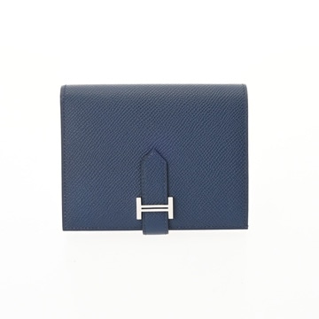 エルメス ベアン コンパクト ブルーネイビー ヴォーエプソン ユニセックス 財布 【未使用】【purse】