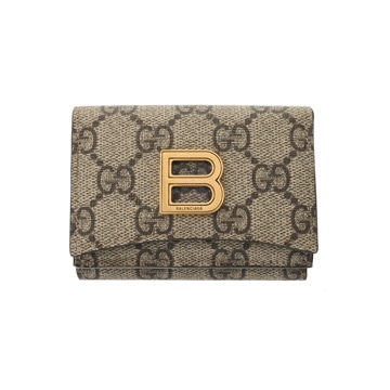 バレンシアガ BALENCIAGA×GUCCI ミニウォレット ハッカープロジェクト ベージュ/エボニー 681700･2067 GGスプリームキャンバス ユニセックス 財布 【中古】【purse】