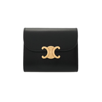 セリーヌ トリンオフ スモールフラップウォレット  ブラック 10D783DPV.38NO シャイニーカーフ レディース 財布 【中古】【purse】