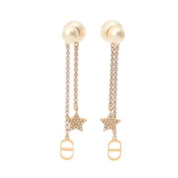 ディオール TRIBALES ピアス ホワイト/ゴールド E1270TRICY_D301 メタル/レジンパール/クリスタル レディース ジュエリー 【中古】【jewelry】