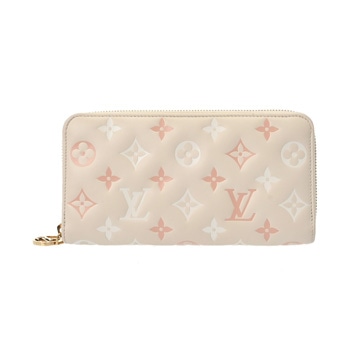 ルイ ヴィトン モノグラムアンプラント ジッピーウォレット ベージュ M82290 ラムレザー レディース 財布 【中古】【purse】