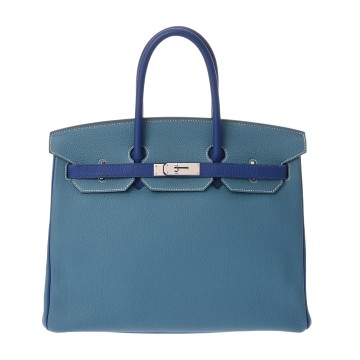 エルメス バーキン 35 SPオーダー ブルーエレクトリック/ブルージーン トゴ ユニセックス バッグ 【中古】【bag】