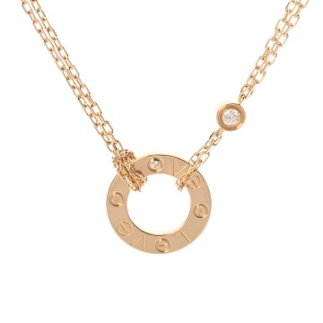 カルティエ ラブサークル ネックレス 2Pダイヤ ゴールド K18イエローゴールド YG レディース ジュエリー 【中古】【jewelry】