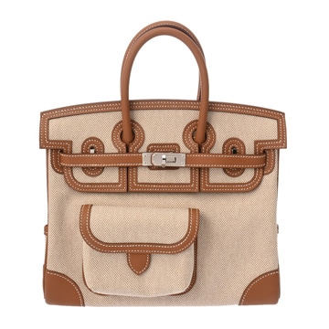 エルメス バーキン 25 カーゴ エクリュ/ゴールド トワルゴエラン/ヴォースイフト レディース バッグ 【中古】【bag】