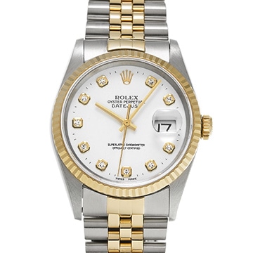 ロレックス デイトジャスト 36 16233G ホワイト/ダイヤモンド メンズ 時計 【中古】【wristwatch】