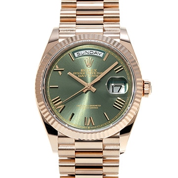 ロレックス デイデイト 36 128235 オリーブグリーン メンズ 時計 【中古】【wristwatch】