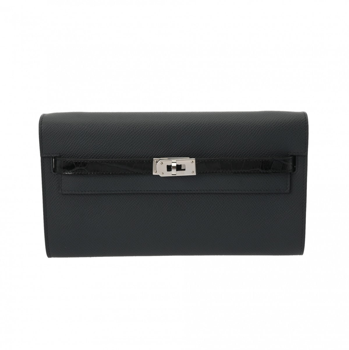 エルメス ケリーウォレット ロングトゥーゴー タッチ グリミスティ/ブラック ヴォーエプソン/アリゲーターリセ ユニセックス 財布 【中古】【purse】