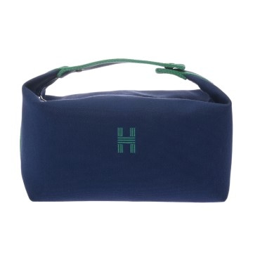 エルメス ブリッド ア ブラック GM  ブルーマリン コットンキャンバス ユニセックス バッグ 【中古】【bag】