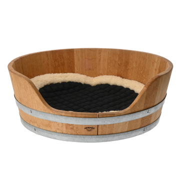 エルメス 犬用バスケット MM ナチュラル/ダークネイビー オーク材 ユニセックス 【中古】【other】