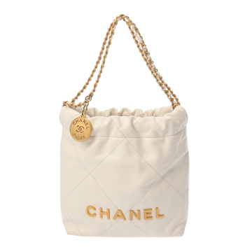 シャネル ミニ ハンドバッグ CHANEL22 ホワイト AS3980 シャイニーカーフスキン レディース バッグ 【中古】【bag】