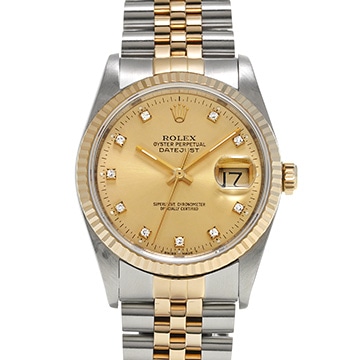 ロレックス デイトジャスト 16233G シャンパン/ダイヤモンド メンズ 時計 【中古】【wristwatch】