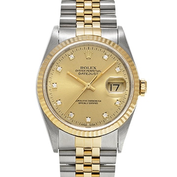 ロレックス デイトジャスト 16233G シャンパン/ダイヤモンド メンズ 時計 【中古】【wristwatch】