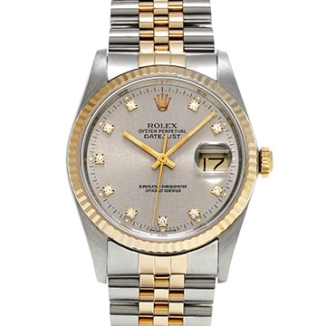 ロレックス デイトジャスト 16233G グレーコンピュータ/ダイヤモンド メンズ 時計 【中古】【wristwatch】