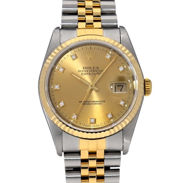 ロレックス デイトジャスト 36 16233G シャンパン/ダイヤモンド メンズ 時計 【中古】【wristwatch】