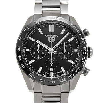 タグ ホイヤー カレラ キャリバーホイヤー02 スポーツ クロノグラフ CBN2A1B.BA0643 ブラック メンズ 時計 【中古】【wristwatch】