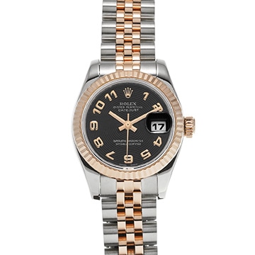 ロレックス デイトジャスト 179171 ブラック コンセントリック レディース 時計 【中古】【wristwatch】