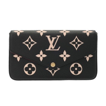 ルイ ヴィトン バイカラーモノグラムアンプラント ポシェットフェリシー 2WAYクラッチバッグ ブラック/ベージュ M82479 レザー レディース バッグ 【中古】【bag】