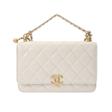 シャネル マトラッセ チェーンウォレット ホワイト AP2289 カーフスキン レディース バッグ 【中古】【bag】