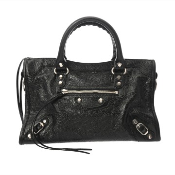 バレンシアガ Le City バッグ スモール ブラック 811442 1000 L08 4284 アリーナラムスキン レディース バッグ 【中古】【bag】