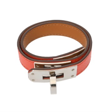 エルメス ブレスレット ケリー ドゥブルトゥール ルージュピヴォワンヌ/シルバー金具 ヴォーエプソン レディース ジュエリー 【中古】【jewelry】