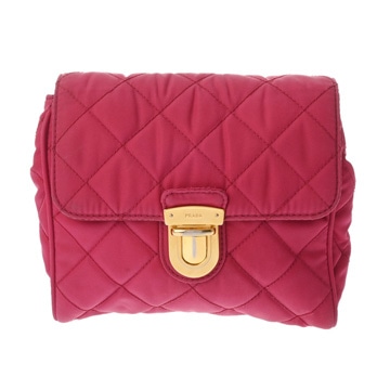 プラダ チェーンショルダー ピンク ナイロン レディース バッグ 【中古】【bag】