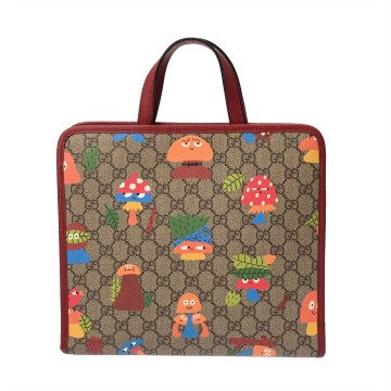 グッチ チルドレンズ ベージュ/エボニー/ボルドー 605614 213317 レザー/GGスプリームキャンバス レディース バッグ 【中古】【bag】