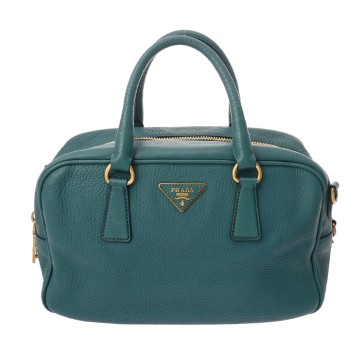 プラダ 2WAY ハンドバッグ ブルー レザー レディース バッグ 【中古】【bag】