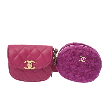 シャネル マトラッセ ウェストポーチ パープル ラムスキン/ツイード メンズ バッグ 【中古】【bag】