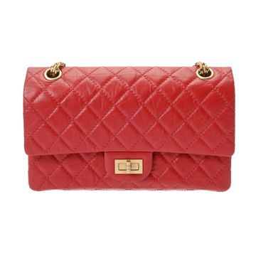 シャネル マトラッセ 2.55 ハンドバッグ レッド A37586 エイジドカーフスキン レディース バッグ 【中古】【bag】