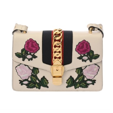 グッチ シルヴィ ホワイト 421882 カーフ レディース バッグ 【中古】【bag】