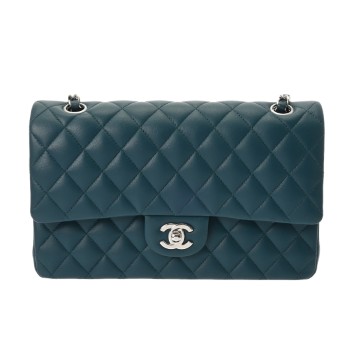 シャネル マトラッセ Wフラップ Wチェーンショルダー 25 グリーン A01112 ラムスキン レディース バッグ 【中古】【bag】