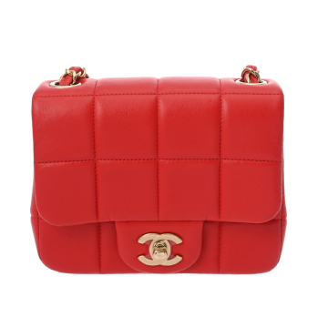 シャネル チョコバー ミニフラップバッグ 2023年クルーズコレクション レッド AS3744 ラムスキン/レジン レディース バッグ 【中古】【bag】