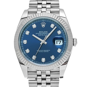 ロレックス デイトジャスト 41 126334G ブライトブルー/ダイヤモンド メンズ 時計 【新品】【wristwatch】