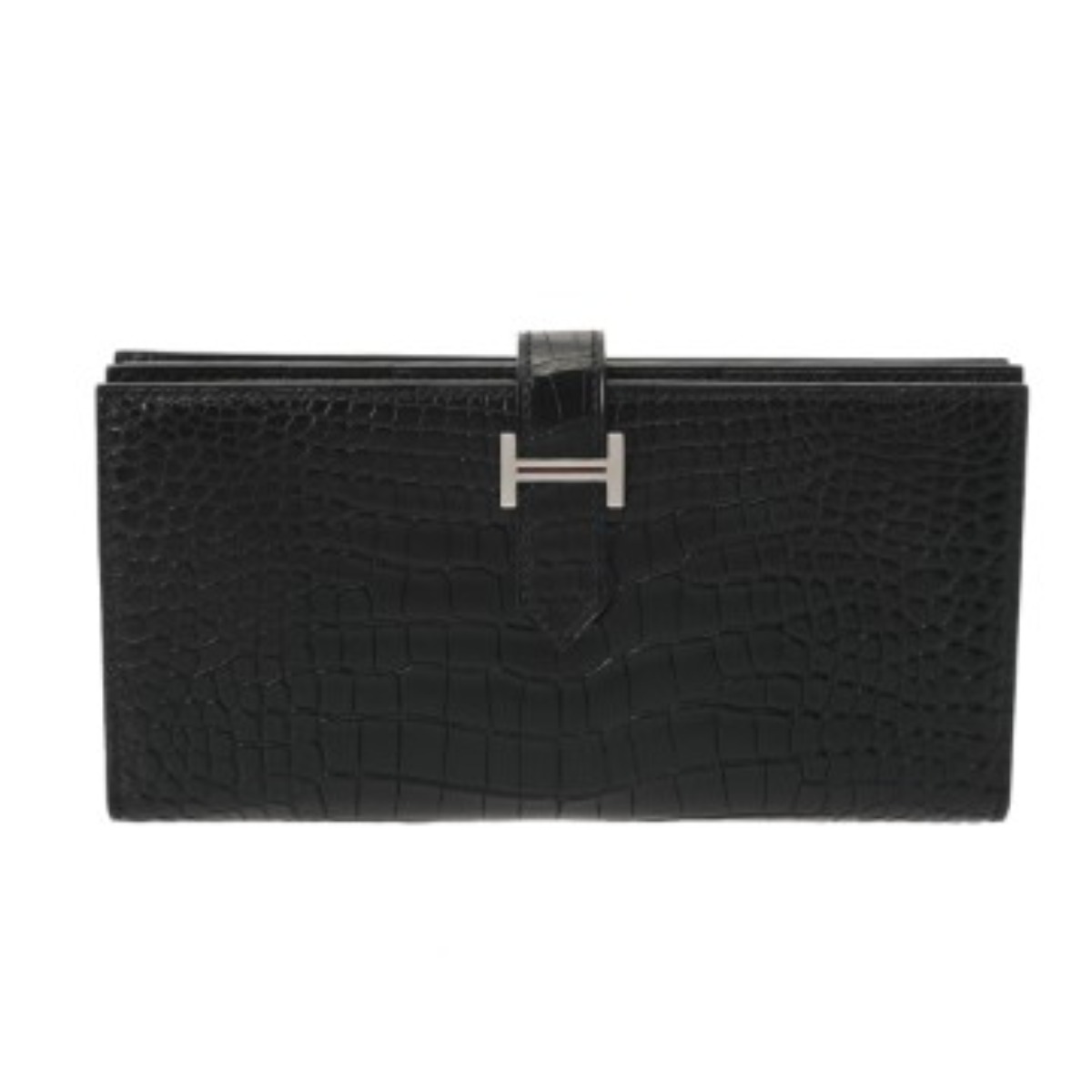 エルメス ベアン スフレ ブラック アリゲーターマット ユニセックス 財布 【未使用】【purse】