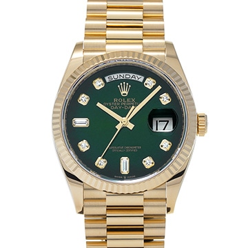 ロレックス デイデイト 36 128238A グリーンオンブレ/ダイヤモンド メンズ 時計 【中古】【wristwatch】