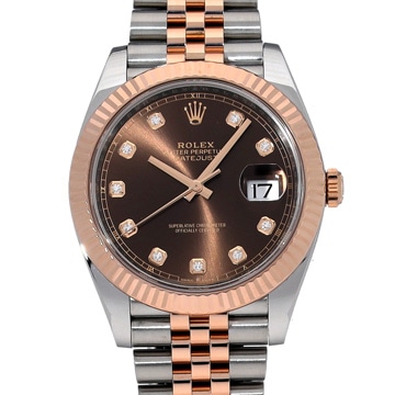 ロレックス デイトジャスト 41 126331G チョコレートブラウン/ダイヤモンド メンズ 時計 【中古】【wristwatch】