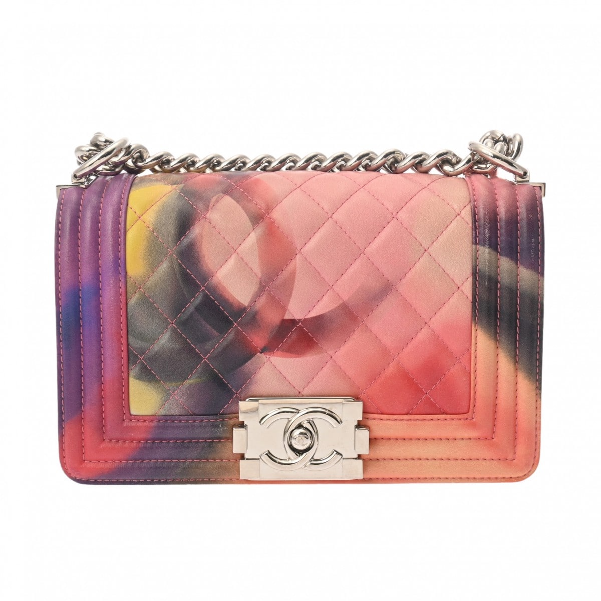 シャネル ボーイシャネル チェーンショルダー 20cm レインボー A67085 カーフスキン レディース バッグ 【中古】【bag】