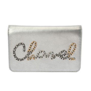 シャネル チェーンウォレット シルバー カーフスキン レディース バッグ 【中古】【bag】