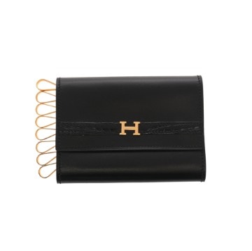 エルメス キーケース ブラック ボックスカーフ/クロコダイル レディース 【中古】【other】