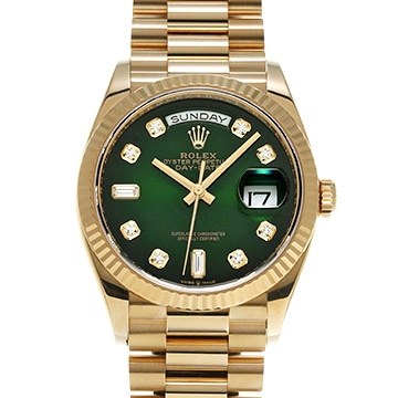 ロレックス デイデイト 36 128238A グリーンオンブレ/ダイヤモンド メンズ 時計 【中古】【wristwatch】