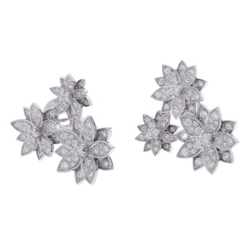 ヴァン クリーフ&アーペル ロータス ピアス 3フラワー シルバー K18ホワイトゴールド WG レディース ジュエリー 【中古】【jewelry】
